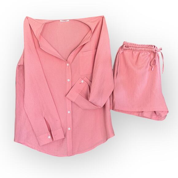 Ekouaer Ladies Button Down Long Sleeve Pajama Set with Matching Shorts | M 131 - Picture 1 of 5
